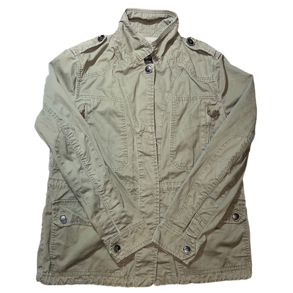 MNG by MANGO Medium Camo Green Drawstring Military Utility Jacket women’s - Picture 5 of 12